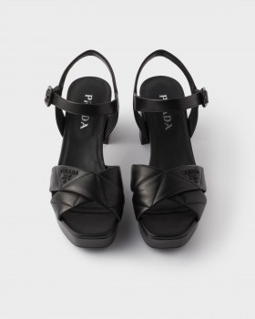 Prada Quilted Nappa Leather Platform Sandals Black