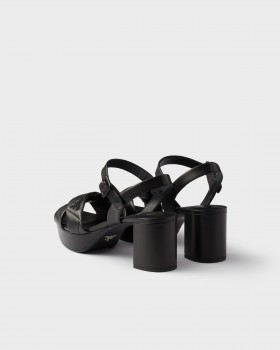 Prada Quilted Nappa Leather Platform Sandals Black