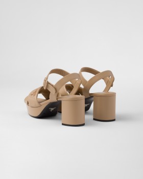 Prada Quilted Nappa Leather Platform Sandals Sand Beige