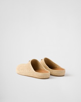 Prada Raffia Mules Natural