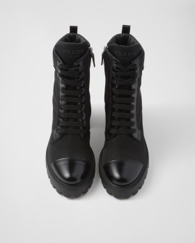 Prada Re-nylon And Leather Booties Black