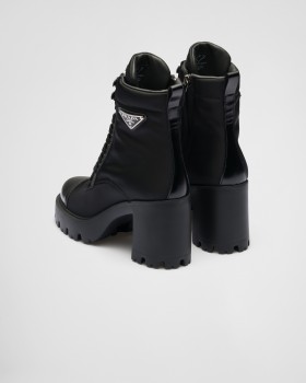 Prada Re-nylon And Leather Booties Black