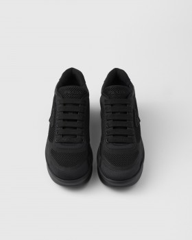 Prada Re-nylon And Mesh Fabric Sneakers Black