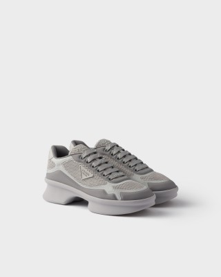 Prada Re-nylon And Mesh Fabric Sneakers Grey