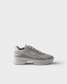 Prada Re-nylon And Mesh Fabric Sneakers Grey