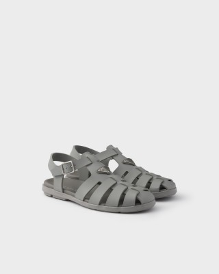 Prada Rubber Fisherman Sandals Steel Gray