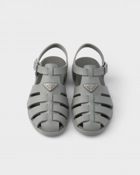 Prada Rubber Fisherman Sandals Steel Gray