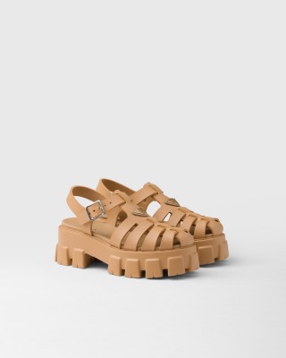 Prada Rubber Monolith Sandals Barley