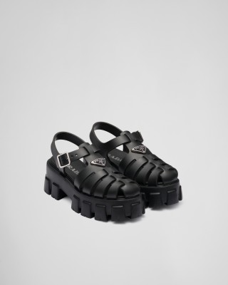 Prada Rubber Monolith Sandals Black