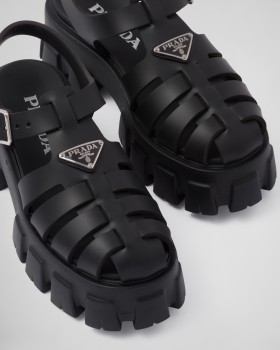 Prada Rubber Monolith Sandals Black
