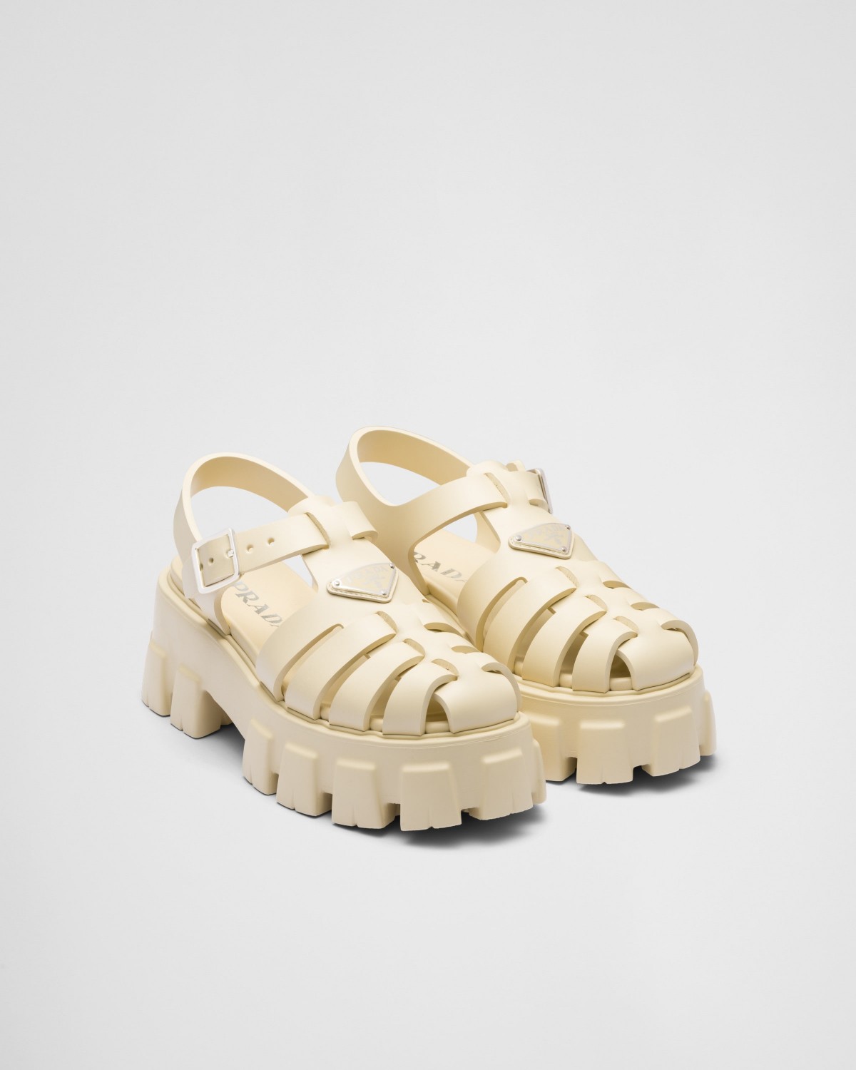 Prada Rubber Monolith Sandals Quartz