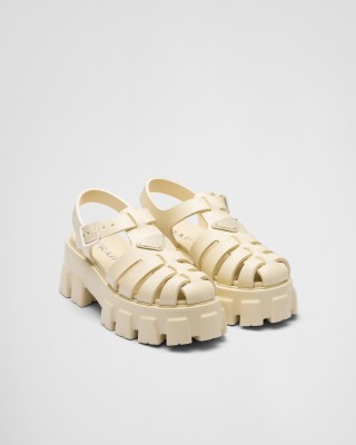 Prada Rubber Monolith Sandals Quartz