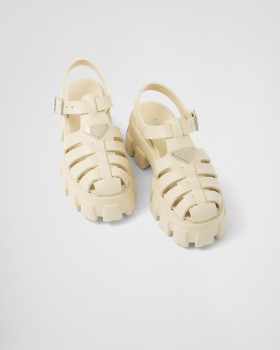 Prada Rubber Monolith Sandals Quartz