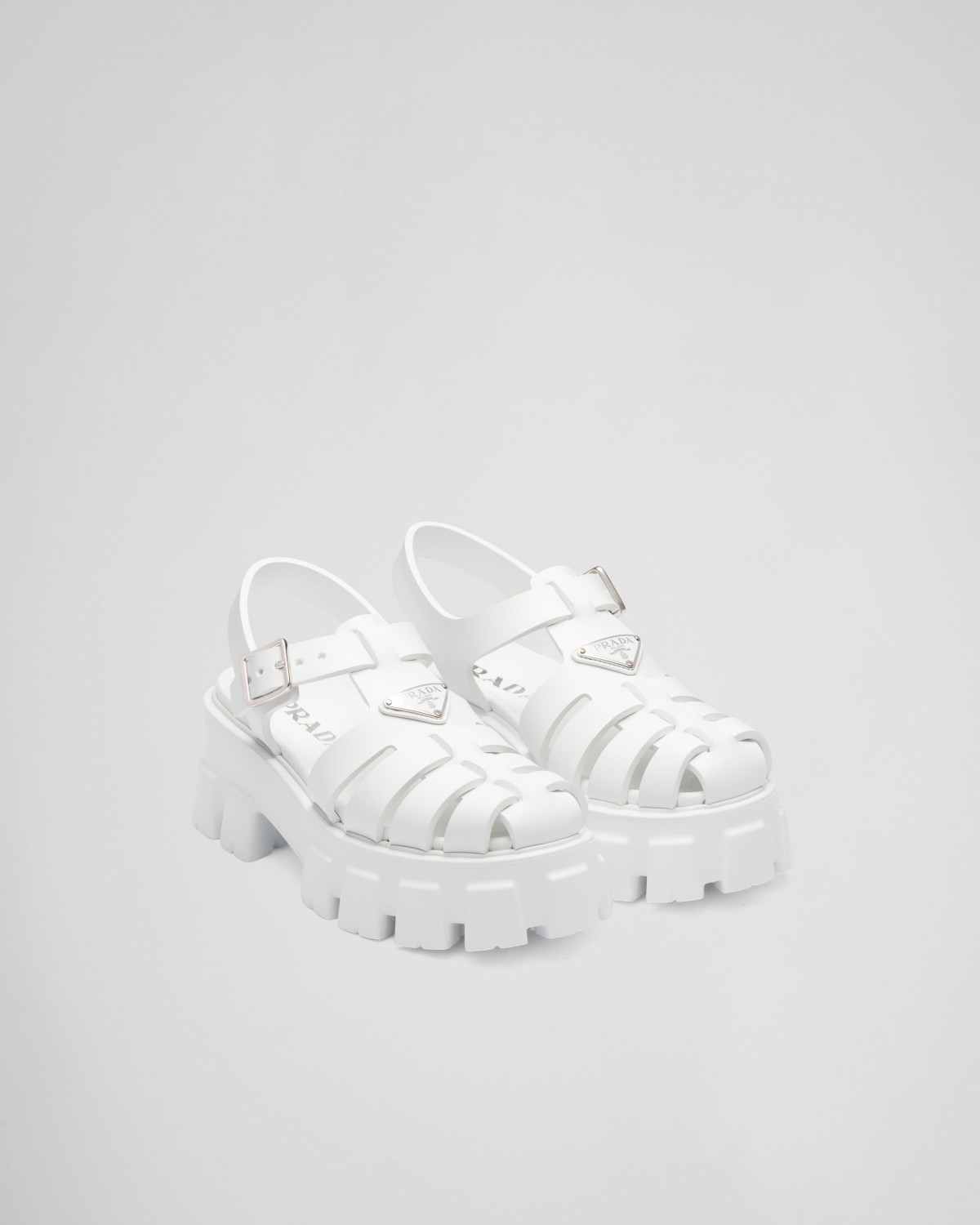 Prada Rubber Monolith Sandals White