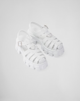 Prada Rubber Monolith Sandals White