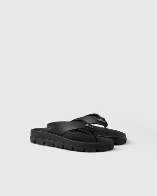Prada Rubber Thong Sandals Black