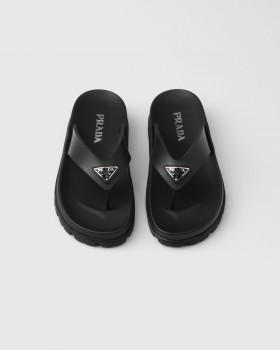 Prada Rubber Thong Sandals Black