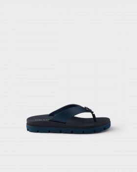 Prada Rubber Thong Sandals Navy