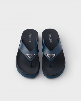 Prada Rubber Thong Sandals Navy