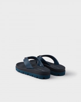 Prada Rubber Thong Sandals Navy