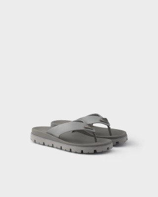 Prada Rubber Thong Sandals Steel Gray