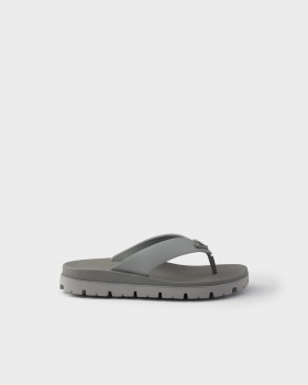 Prada Rubber Thong Sandals Steel Gray