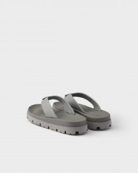 Prada Rubber Thong Sandals Steel Gray