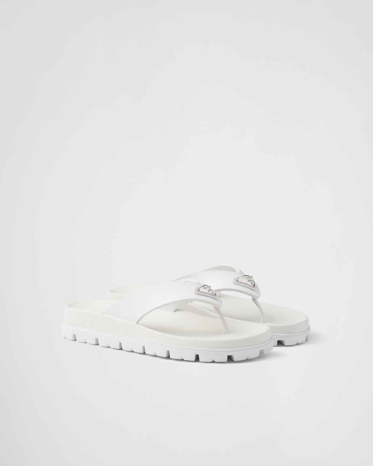 Prada Rubber Thong Sandals White