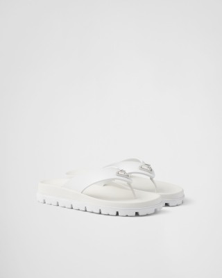 Prada Rubber Thong Sandals White