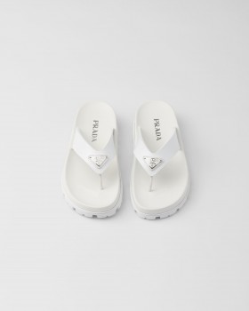 Prada Rubber Thong Sandals White