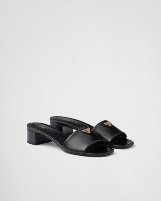 Prada Saffiano Patent Leather Sandals Black