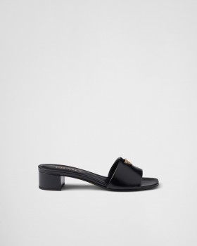 Prada Saffiano Patent Leather Sandals Black