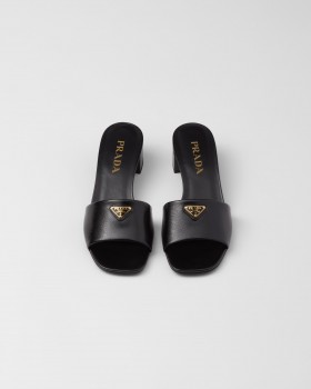 Prada Saffiano Patent Leather Sandals Black