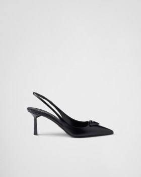 Prada Saffiano Patent Leather Slingback Pumps Black