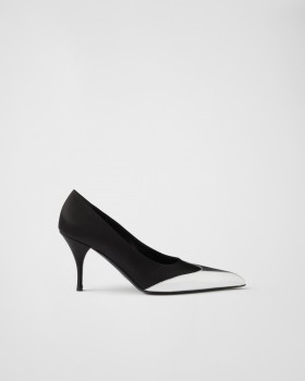 Prada Satin And Metallic Leather Pumps Black