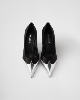Prada Satin And Metallic Leather Pumps Black