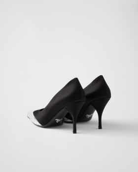 Prada Satin And Metallic Leather Pumps Black