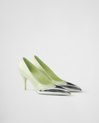 Prada Satin And Metallic Leather Pumps Dew