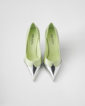 Prada Satin And Metallic Leather Pumps Dew