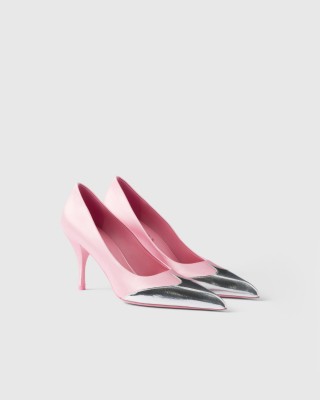 Prada Satin And Metallic Leather Pumps Rosebud Pink