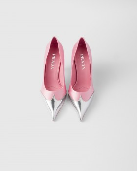 Prada Satin And Metallic Leather Pumps Rosebud Pink