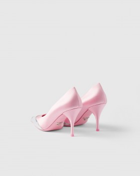Prada Satin And Metallic Leather Pumps Rosebud Pink