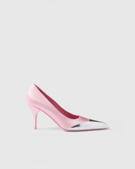 Prada Satin And Metallic Leather Pumps Rosebud Pink