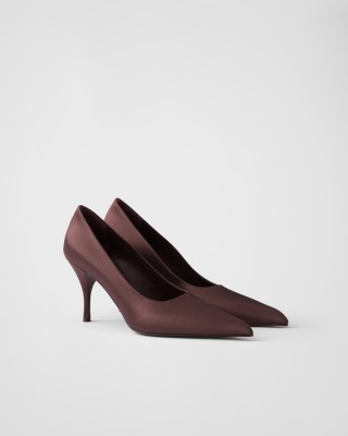 Prada Satin Pumps Burgundy