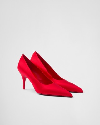 Prada Satin Pumps Fiery Red