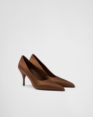 Prada Satin Pumps Tobacco