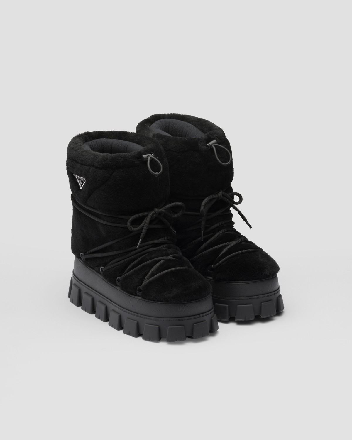 Prada Shearling Apres Ski Booties Black
