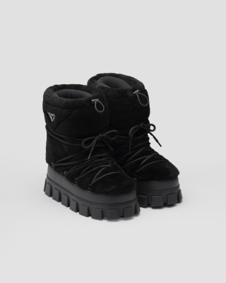 Prada Shearling Apres Ski Booties Black