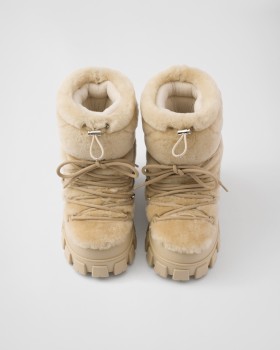 Prada Shearling Apres Ski Booties Ecru