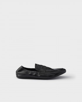 Prada Shuffle Antiqued Leather Loafers Black